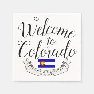 Welcome to Colorado   Destination Wedding Custom Napkin
