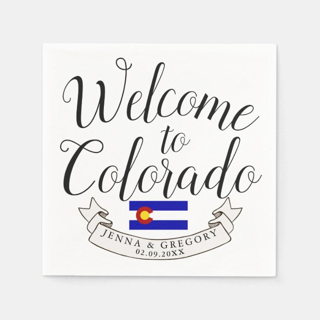 Welcome to Colorado | Destination Wedding Custom Napkin (Front)