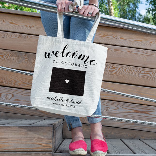 Welcome to Colorado | USA State Silhouette Wedding Tote Bag (Creator Uploaded)