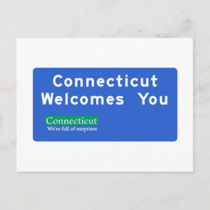 Welcome to Connecticut - USA Road Sign Postcard