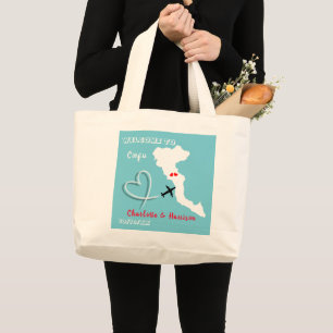 Welcome To Corfu Destination Wedding Large Tote Bag