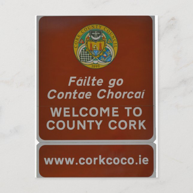 Welcome to County Cork, Ireland Postcard (Front)