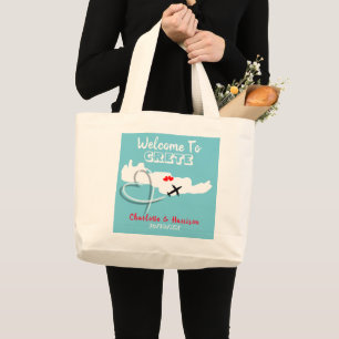 Welcome To Crete Destination Wedding Large Tote Bag