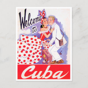 Welcome to Cuba vintage travel postcard
