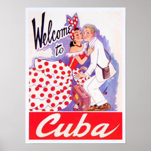 Welcome to Cuba vintage travel poster (Front)