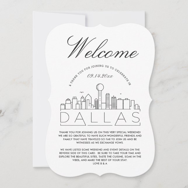 Welcome to Dallas | Guests Details Invitation (Front)