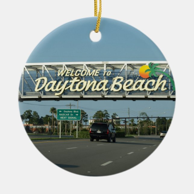 Welcome to Daytona Beach Ceramic Tree Decoration (Front)