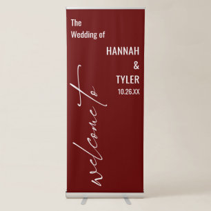 Welcome to Elegant Typography Simple Burgundy Retractable Banner