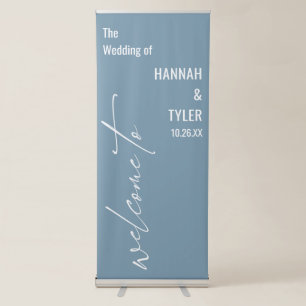 Welcome to Elegant Typography Simple Dusty Blue Retractable Banner