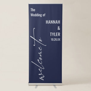 Welcome to Elegant Typography Simple Navy Blue Retractable Banner