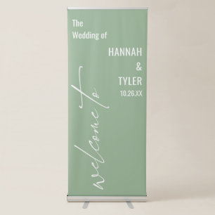 Welcome to Elegant Typography Simple Sage Green Retractable Banner