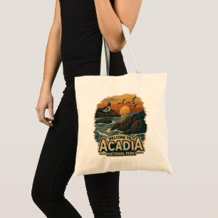 Welcome to Embroidery Acadia National USA Park Tote Bag