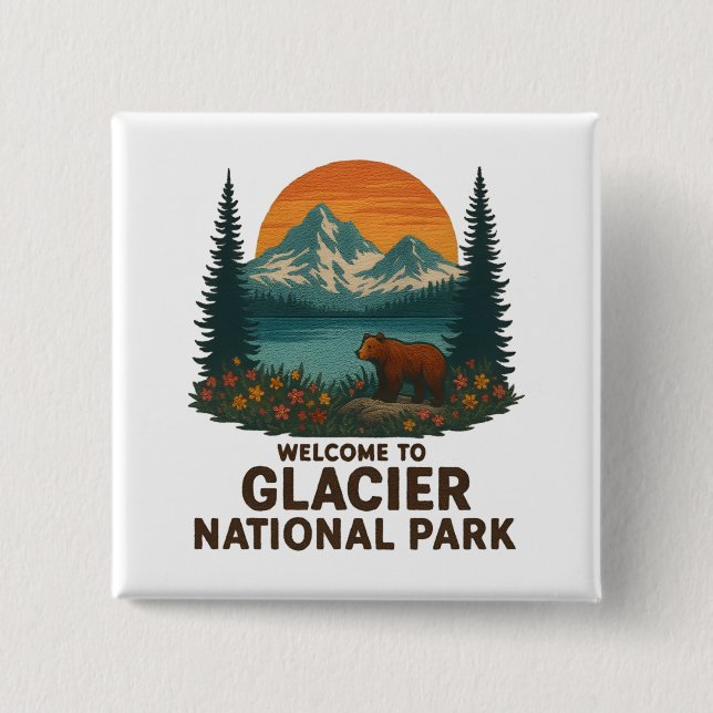 Welcome to Embroidery Glacier National USA Park 15 Cm Square Badge (Front)