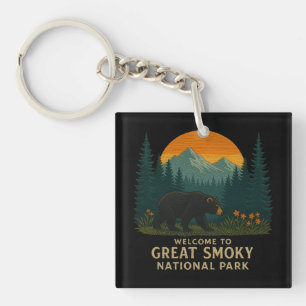 Welcome to Embroidery Great Smoky Mountains Park Key Ring