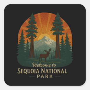 Welcome to Embroidery Sequoia National USA Park Square Sticker