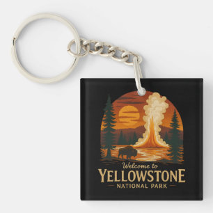 Welcome to Embroidery Yellowstone National USA  Key Ring