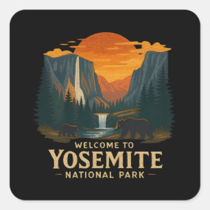Welcome to Embroidery Yosemite National USA  Square Sticker