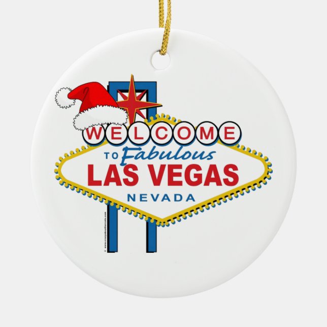 Welcome to Fabulous Las Vegas Christmas Ceramic Tree Decoration (Front)