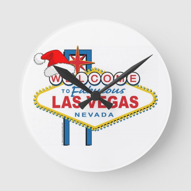 Welcome to Fabulous Las Vegas Christmas Round Clock (Front)