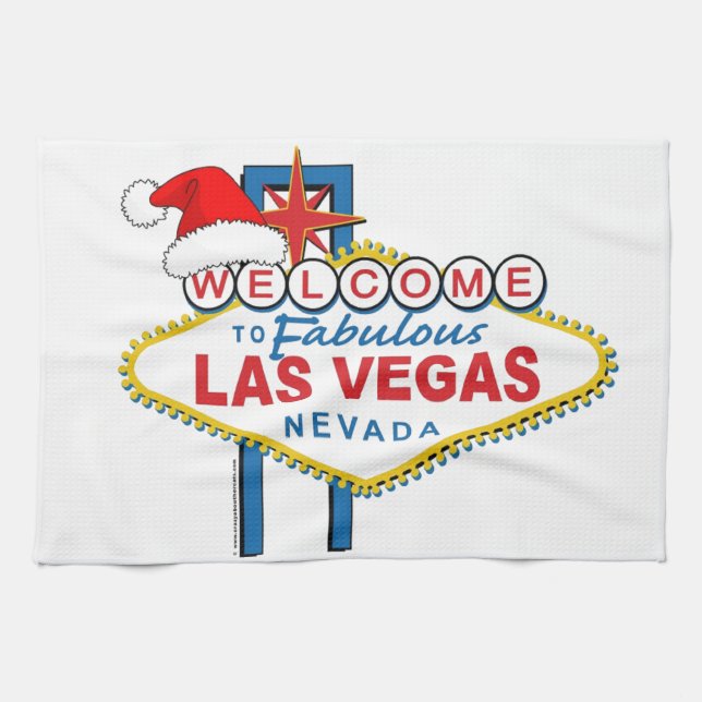 Welcome to Fabulous Las Vegas Christmas Tea Towel (Horizontal)