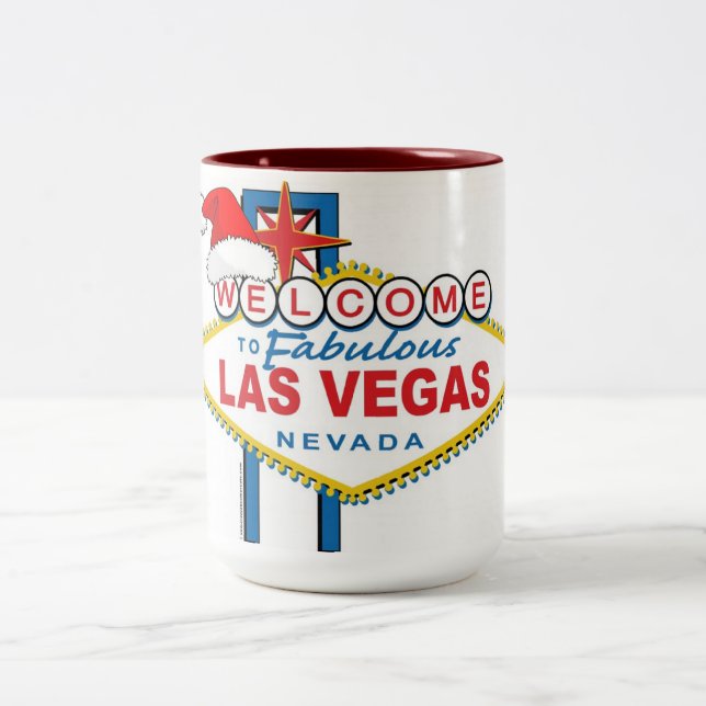 Welcome to Fabulous Las Vegas Christmas Two-Tone Coffee Mug (Center)