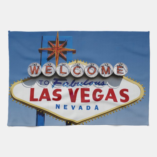 Welcome To Fabulous Las Vegas Historic Sign Tea Towel (Horizontal)