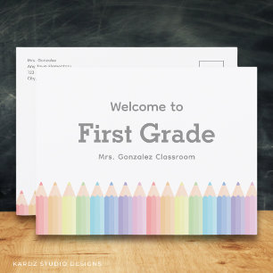 Welcome to First Grade Postcard Template