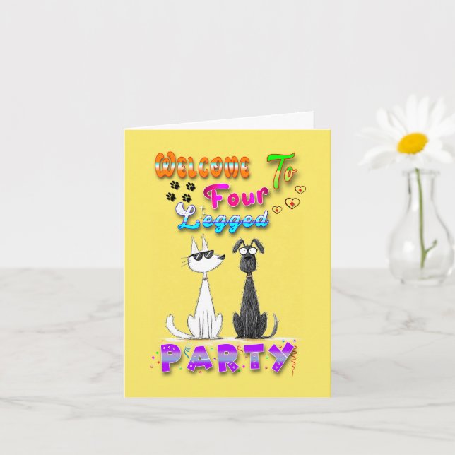Welcome To Four Legged Party Card (Small Plant)