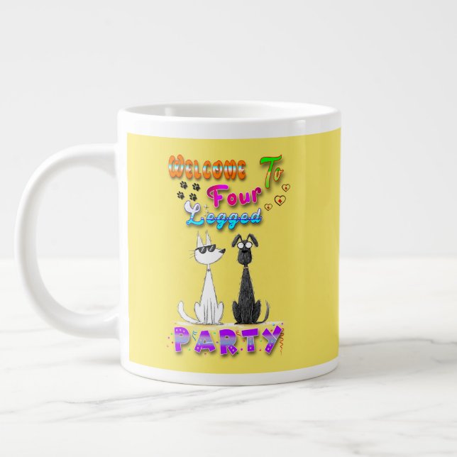 Welcome To Four Legged Party Large Coffee Mug (Left)
