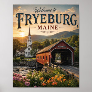 Welcome to Fryeburg, Maine Vintage Travel Poster P