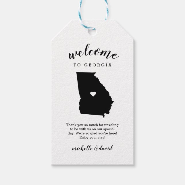 Welcome to Georgia | Calligraphy Wedding Gift Tags (Front)