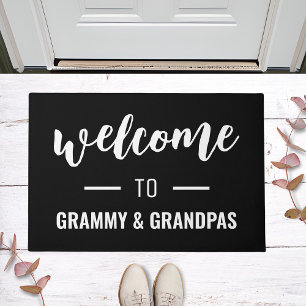 Welcome To Grammy & Grandpas Personalized Black Doormat