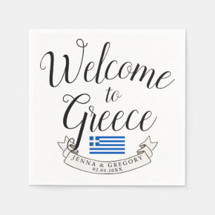 Welcome to Greece   Destination Wedding Custom Napkin