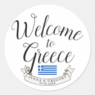 Welcome to Greece   Destination Wedding Favour Classic Round Sticker