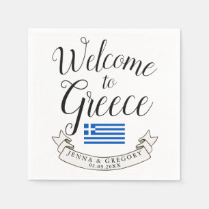 Welcome to Greece   Destination Wedding Favour Napkin
