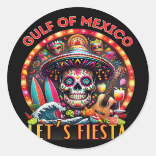 Welcome To Gulf Of Mexico Cinco De Mayo Retro Beac Classic Round Sticker