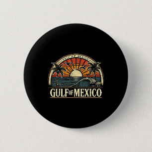 Welcome To Gulf Of Mexico Retro Beach Surf  6 Cm Round Badge