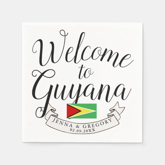 Welcome to Guyana | Destination Wedding Custom Napkin (Front)