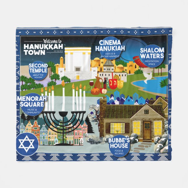 Welcome to Hanukkah Town! Fleece Blanket (Front (Horizontal))
