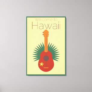Welcome To Hawaii Ukulele Retro Canvas Print