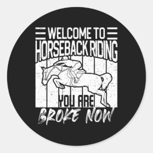 Welcome To Horseback Riding Horse Racing Rider Equ Classic Round Sticker