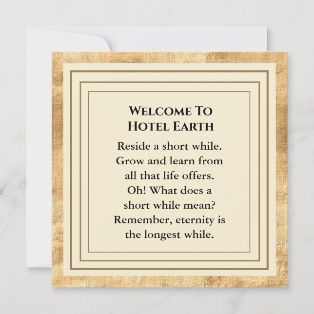 Welcome To Hotel Earth Flat Card (Front)
