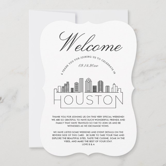 Welcome to Houston | Guests Details Invitation (Front)