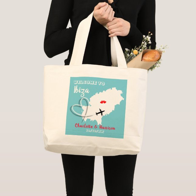 Welcome To Ibiza Destination Wedding Large Tote Bag (Front (Product))