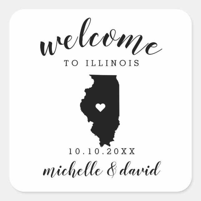 Welcome to Illinois | Wedding custom favour Square Sticker (Front)
