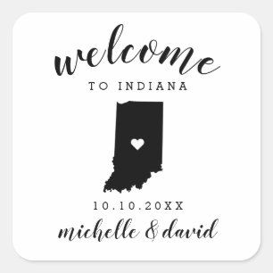 Welcome to Indiana   Wedding custom favour Square Sticker