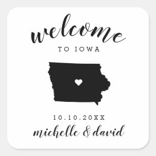Welcome to Iowa   Wedding custom favour Square Sticker