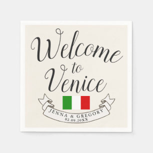 Welcome to Italy   Destination Wedding Custom Napkin