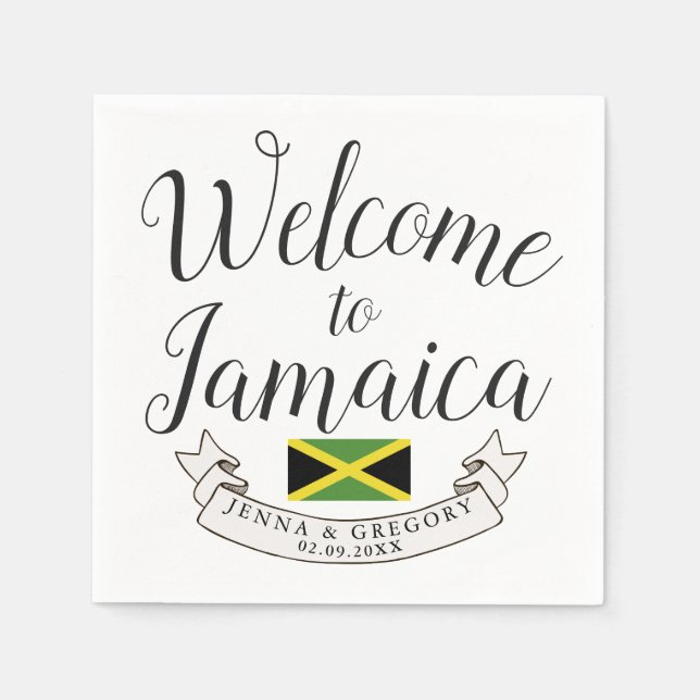 Welcome to Jamaica | Destination Wedding Unique Napkin (Front)