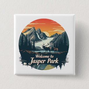 Welcome to Jasper National Canadian Park 15 Cm Square Badge
